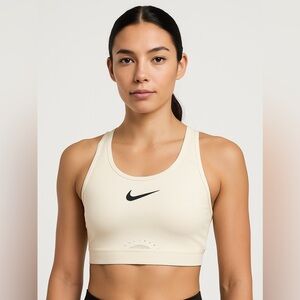Nike Sports Bra White w Black Logo Size Large